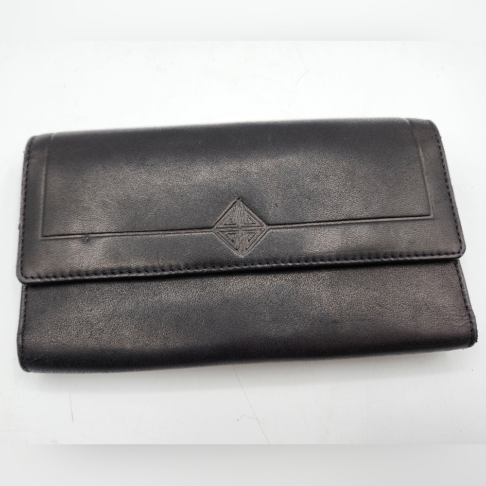 Vintage Amity Black Leather Cowhide Wallet
